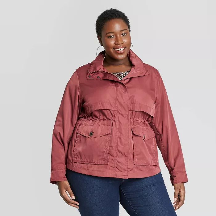 Women's Plus Size Long Sleeve Rain Jacket - Ava & Viv™ | Target