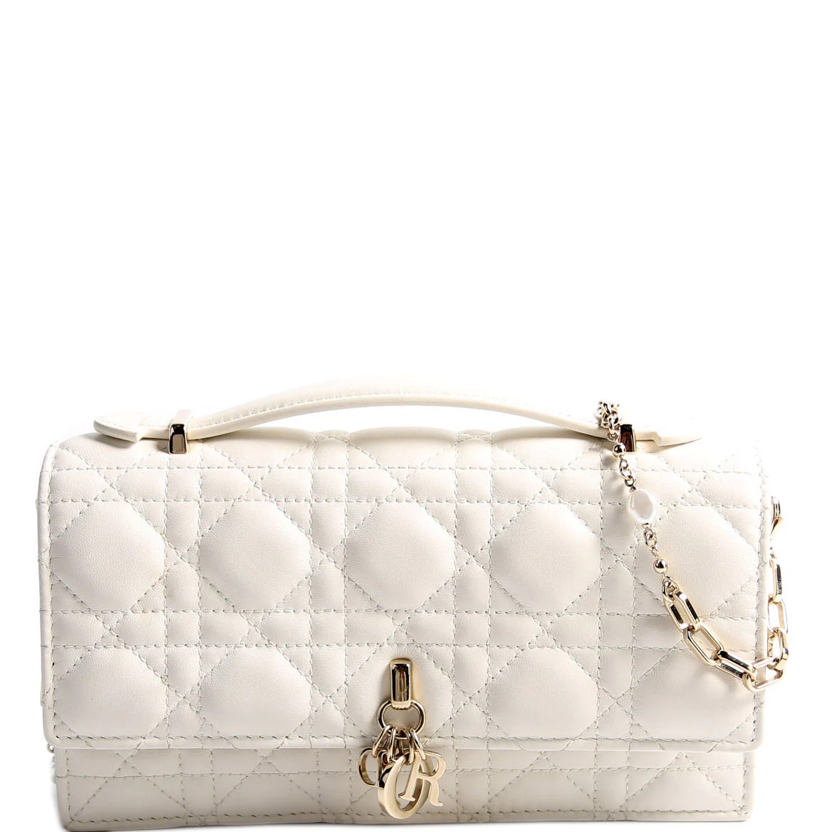 My Dior Mini Chain Bag Cannage Lambskin White | Keeks Designer Handbags