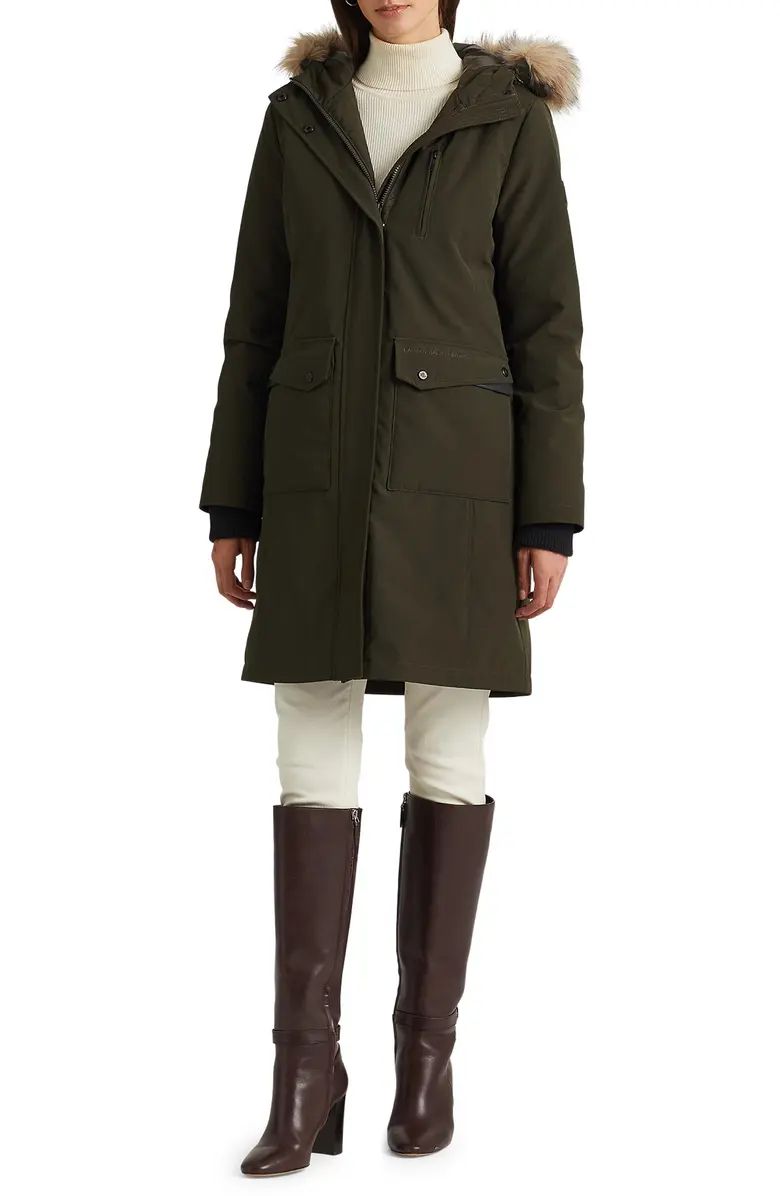 Faux Fur Trim Down & Feather Hooded Parka | Nordstrom