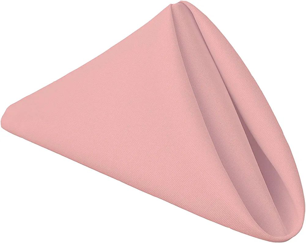 Gee Di Moda Cloth Napkins - 17 x 17 Inch Pink Solid Washable Polyester Dinner Napkins - Set of 12... | Amazon (US)