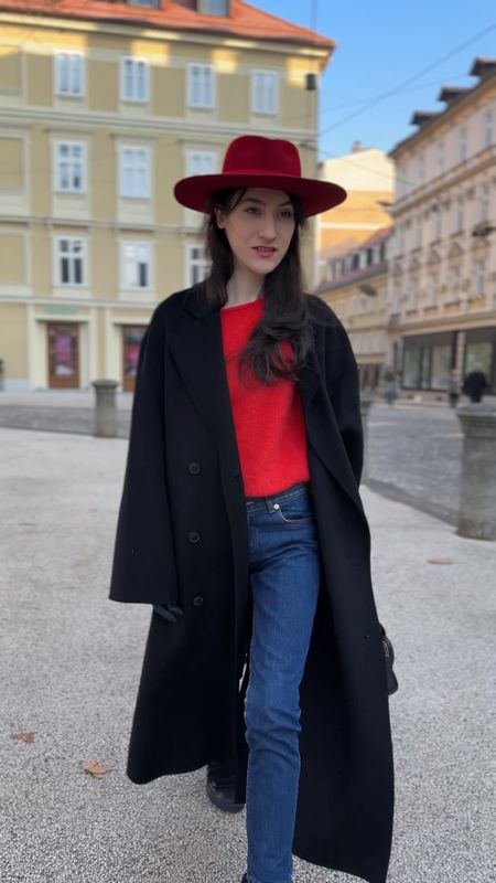 If you are still looking for that perfect pop of red, go for a red hat and a red sweater. #streetwear #streetstyle #longcoat #LTKGIFT #fedora #cowboyhat #hat #skinnyjeans 

#LTKstyletip #LTKSeasonal #LTKVideo