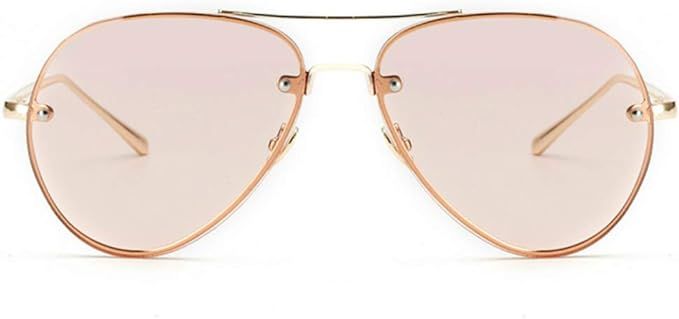 Freckles Mark Oversized Aviator Sunglasses Vintage Retro Gold Metal Frame Colorful Lenses 62mm | Amazon (US)