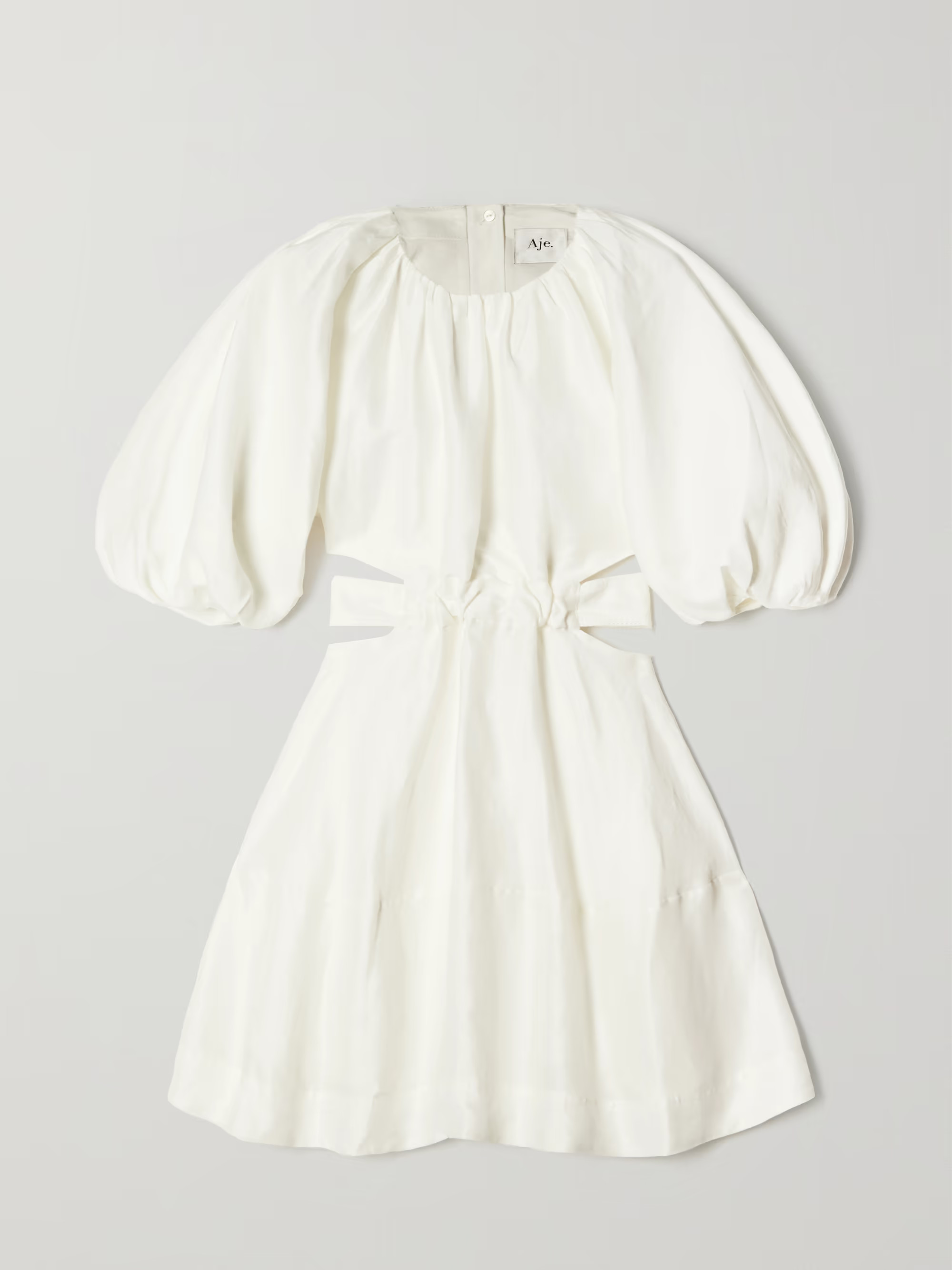 Mimosa cutout tie-detailed linen-blend mini dress | NET-A-PORTER (US)