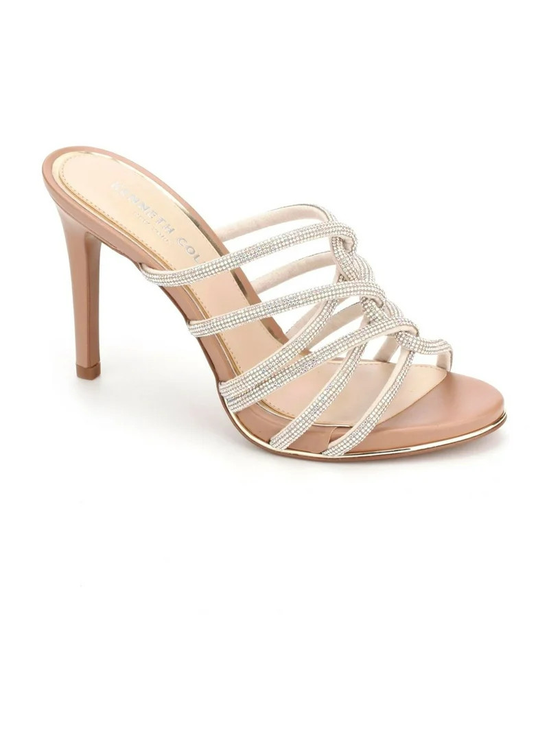 KENNETH COLE NEW YORK Womens Beige Jeweled Twisted Straps Padded Rhinestone Brooke 95 Twist Almon... | Walmart (US)