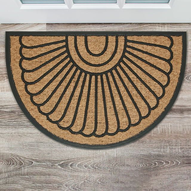 Sunburst Coir and Rubber Outdoor Doormat, Mainstays, 24" x 36", Half-Round, Natural | Walmart (US)