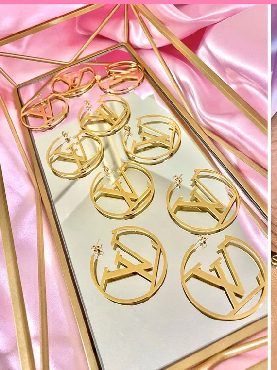 LV Trendy Gold Hoop Earrings | Etsy (US)