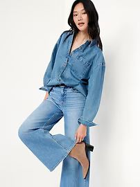 Boyfriend Button-Down Jean Tunic | Old Navy (US)