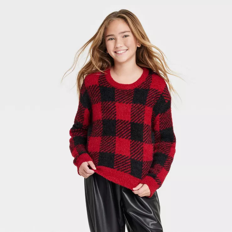 Girls' Fuzzy Printed Sweater - art class™ | Target