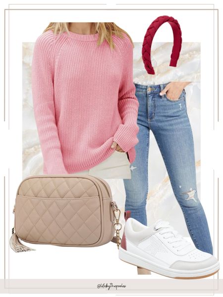 Pink sweater, pink Valentine’s Day outfit idea, February outfits, casual outfit ideas, Valentine’s Day, amazon fashion, amazon style, spring fashion, spring outfits, spring transitional outfits, cute spring outfit ideas, crossbody bag, quilted camera crossbody bag, taupe purse, casual chic, mom outfit of the day 

#LTKstyletip #LTKunder50 #LTKunder100