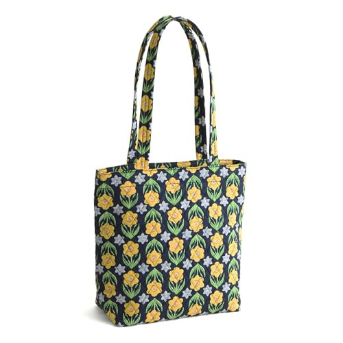 Vera Bradley Women's Premium Cotton Small Original Zip Tote Bag, Daffodils, One Size | Amazon (US)
