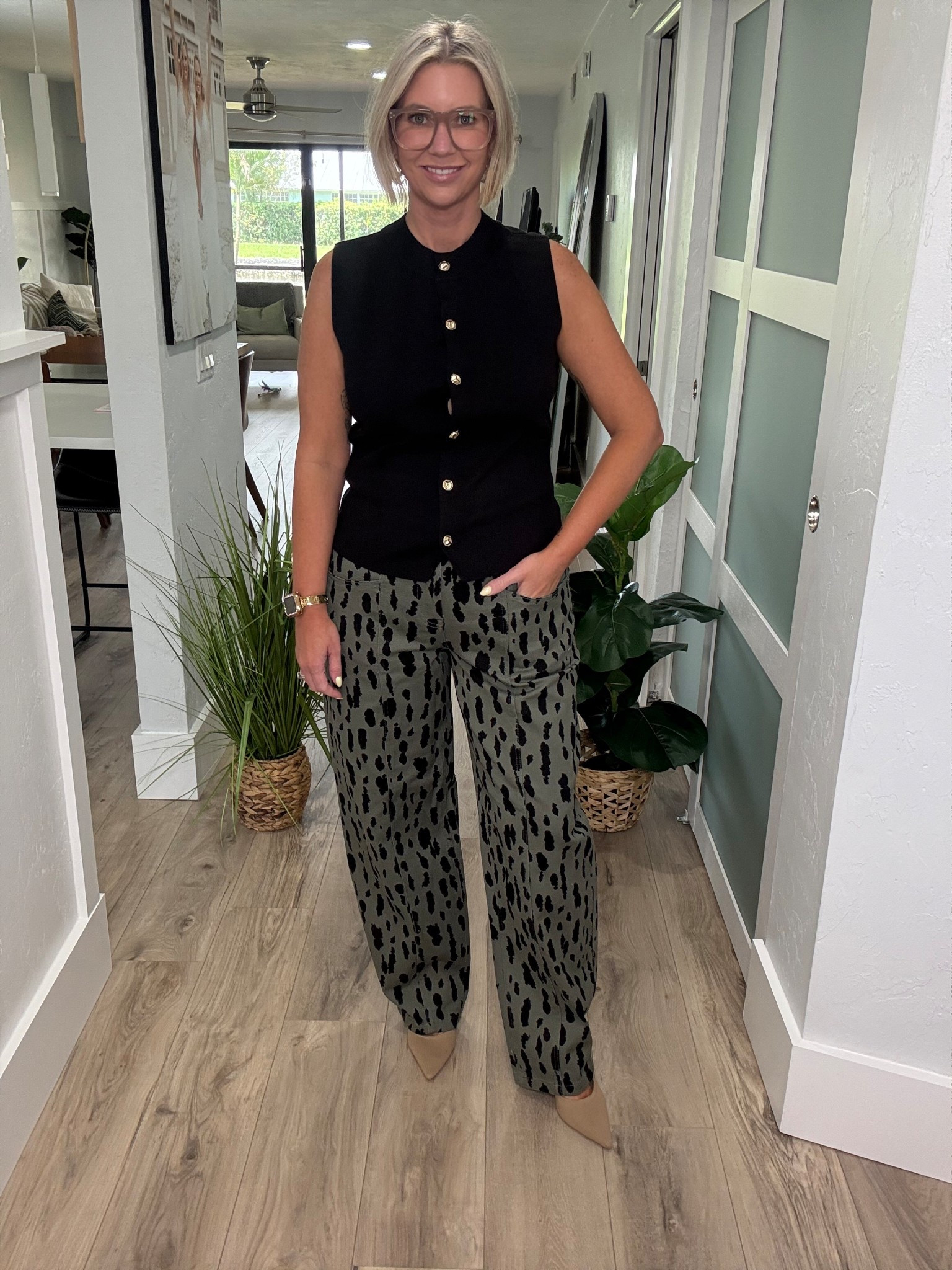 I love these edgy barrel style jeans from Scoop at Walmart. The olive green leopard is such a fun print for Fall. I’m wearing a 10 and they fit tts. They are on the long side. I’m 5’6 with a short inseam. 

This tank is also from Walmart. I love the gold button details. I’m wearing a large and it fits tts. 

Edgy style, edge fashion, fall fashion, 

#LTKStyleTip #LTKFindsUnder50 #LTKOver40