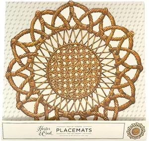Rattan Brown Round Paper Placemats - Disposable Placemats for Dining Table for Spring Summer Seas... | Amazon (US)