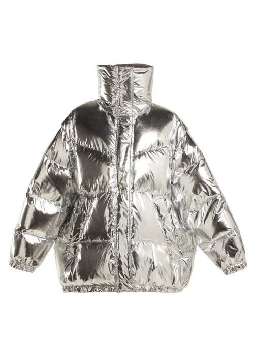 Mm6 Maison Margiela - Detachable Sleeve Puffer Jacket - Womens - Silver | Matches (UK)