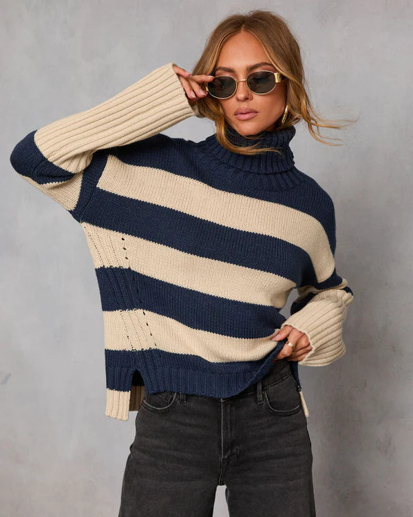Evanora Striped Turtleneck Sweater | VICI