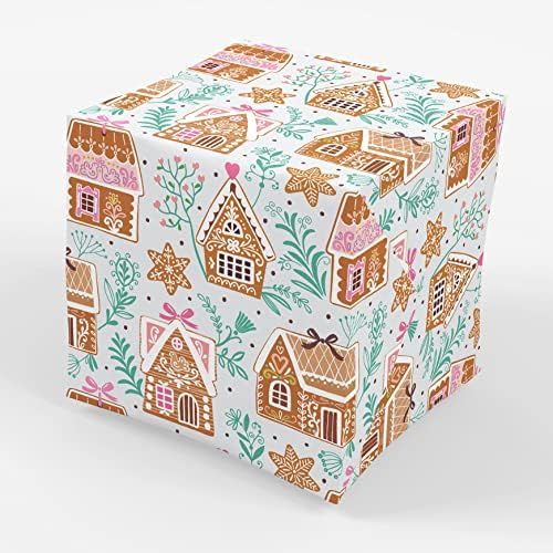Stesha Party Pink Gingerbread House Holiday Wrapping Paper Gift Wrap 30 x 20 Inch (3 Sheets) | Amazon (US)