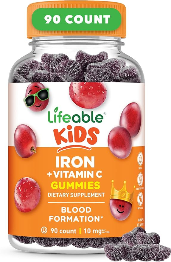 Iron Supplements for Kids | 10mg | with Vitamin C | Great Tasting Iron Gummies for Kids | Vegan N... | Amazon (US)