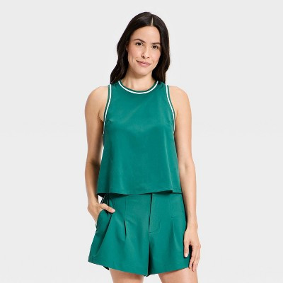 Women's Active Light Tipped Crop Tank Top - All In Motion™ Forest Green M | Target