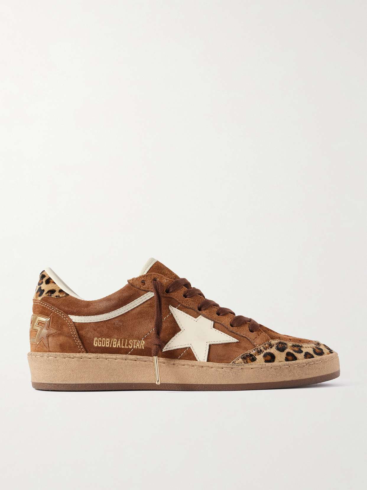 Golden Goose - Ball Star Distressed Leather And Calf Hair-trimmed Suede Sneakers - Brown - IT35 | NET-A-PORTER APAC