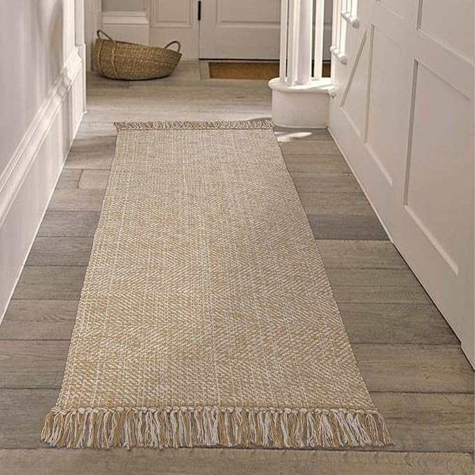 Collive Hallway Runner Rug, 2' x 5' Soft Washable Tan Contemporary Modern Laundry Room Indoor Han... | Amazon (US)