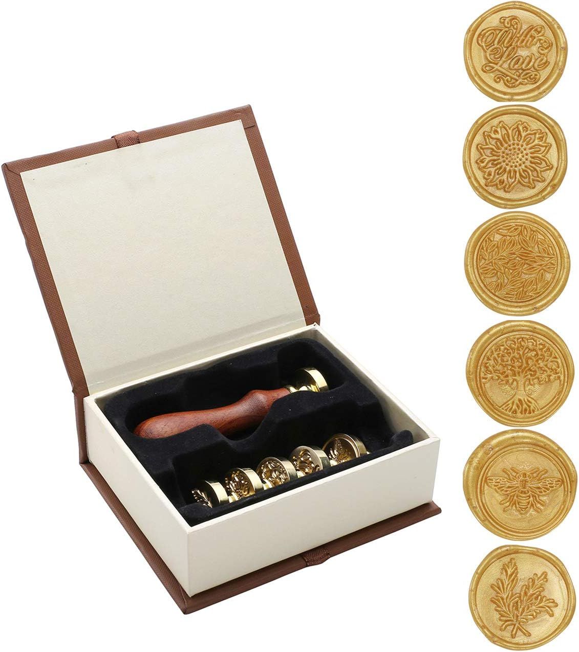 Wax Seal Stamp Set,Yoption 6 Pieces Sealing Wax Stamps Copper Seals + Wooden Hilt, Vintage Classi... | Amazon (US)