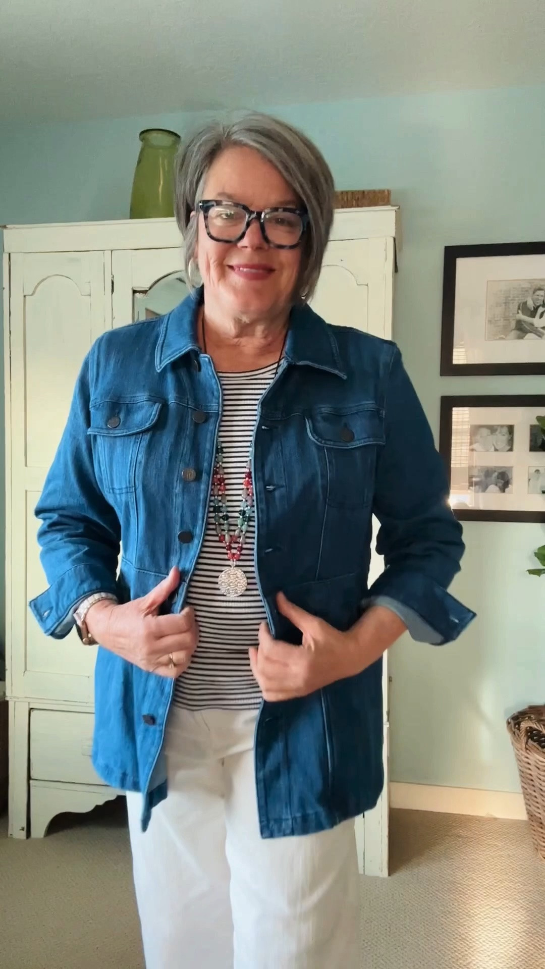 The perfect denim jacket for fall 🍂

You know I love a good denim jacket, but this one from Coldwater Creek is a little different. It’s made from stretchy knit denim, so it’s soft, comfortable and easy to move in—without that stiff denim feeling.

I also love the longer length, all the pockets, and the banding around the waist that gives it a little shape. It’s one of those easy jackets you can throw on with jeans, pants, a skirt or even over a casual fall dress.

And can we talk about those pockets? 🙌

This is exactly the kind of piece I’ll reach for over and over as the weather starts cooling down.

Would you wear a longer denim jacket like this?

#ColdwaterCreekpartner  #WomenOver50Style #DenimJacket

#LTKMidsize #LTKOver40