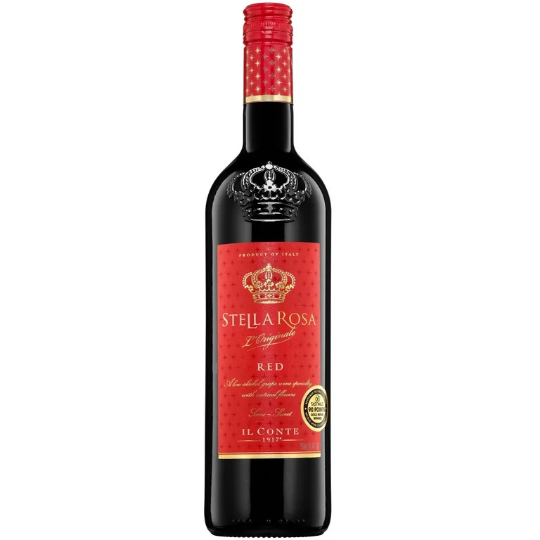Stella Rosa Red Semi-Sweet Semi-Sparkling Red Wine, 750ml Glass Bottle, Piedmont, Italy | Walmart (US)
