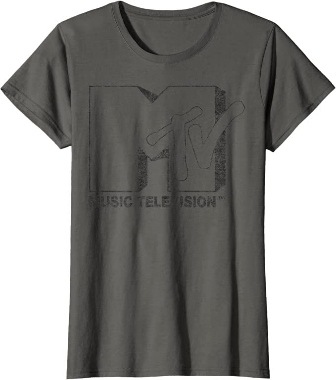 MTV Distressed Vintage Black and White Logo Graphic T-Shirt | Amazon (US)