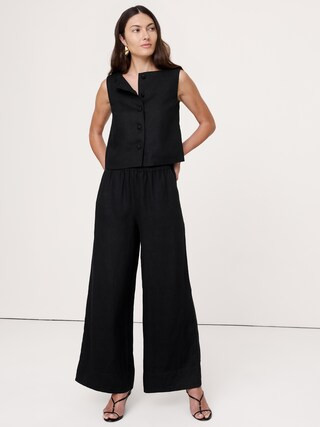 High-Rise Wide-Leg Linen Pull-On Ankle Pant | Banana Republic (US)