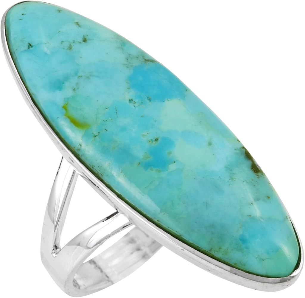 Turquoise Ring Sterling Silver 925 Genuine Gemstones Size 6 to 11 | Amazon (US)