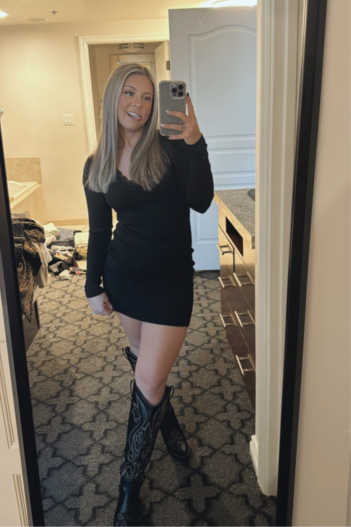 Wearing an XS in the H&M dress I wore out in Las Vegas with these black, western cowgirl boots from Target. I’m wearing my true size 6 in the boots!

#LTKstyletip #LTKshoecrush #LTKFestival