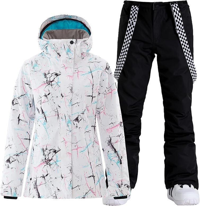 GSOU SNOW Womens Ski Jackets and Bib Pants Set Snowboarding Snowsuit Waterproof Windproof | Amazon (US)
