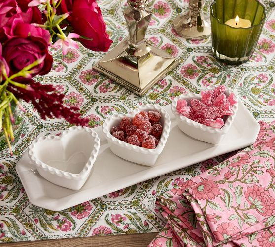 Heirloom Scalloped Heart Stoneware Multi Condiment Server | Pottery Barn (US)