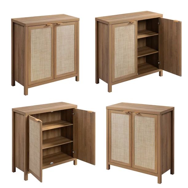 BoowillBoowill Sideboard Buffet Cabinet, Kitchen Storage Cabinet with Rattan Decorated Doors, Liq... | Walmart (US)