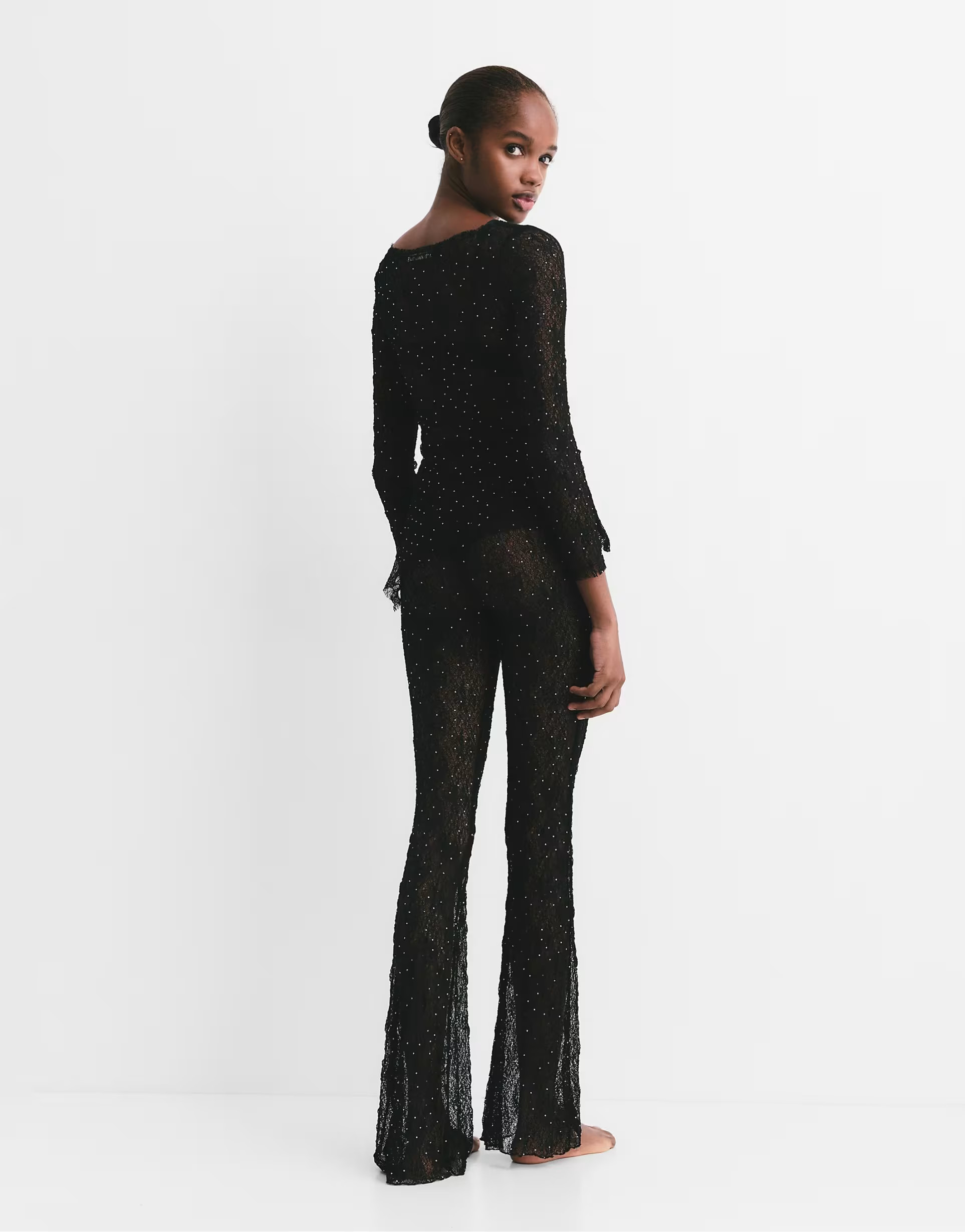 Pull&Bear Lace top with rhinestones in black | ASOS (Global)