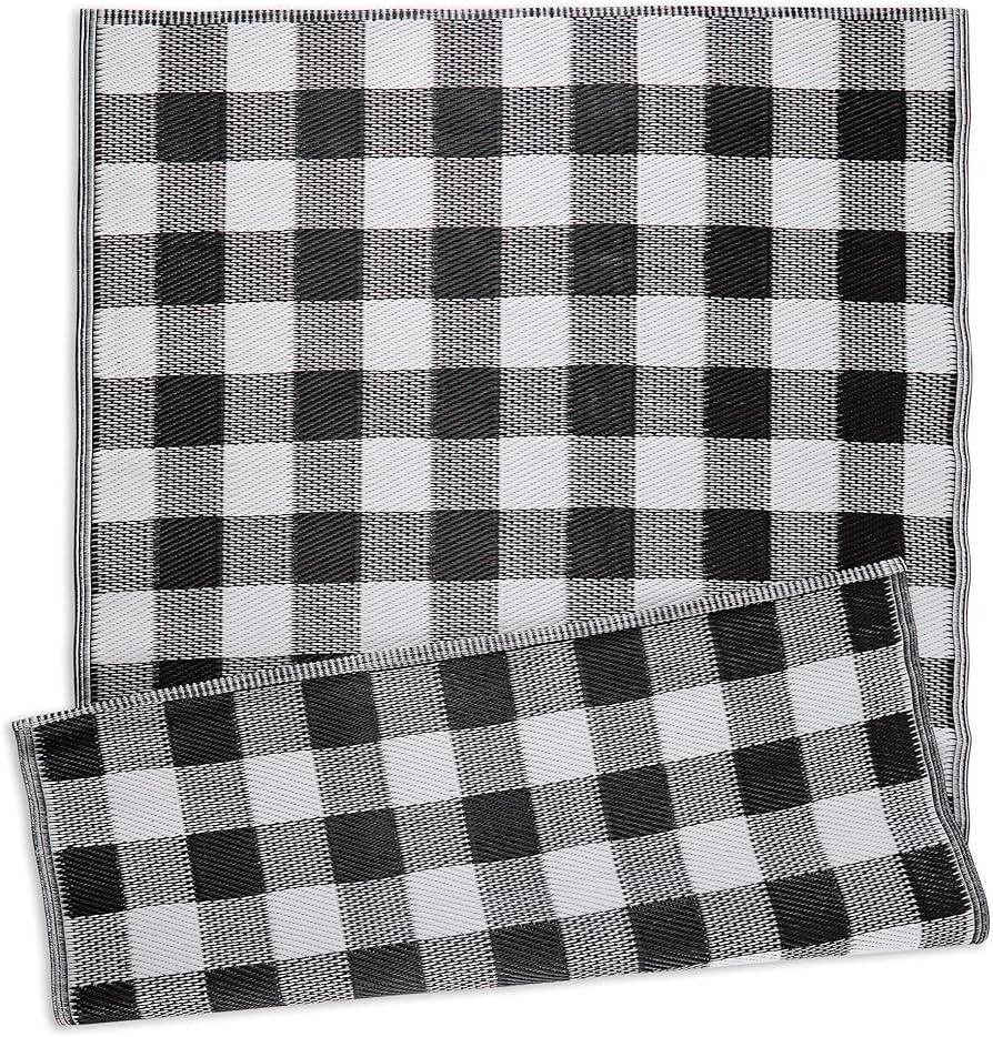DII 6241 Outdoor Rugs Collection Reversible, Buffalo Check, Black & White | Amazon (US)