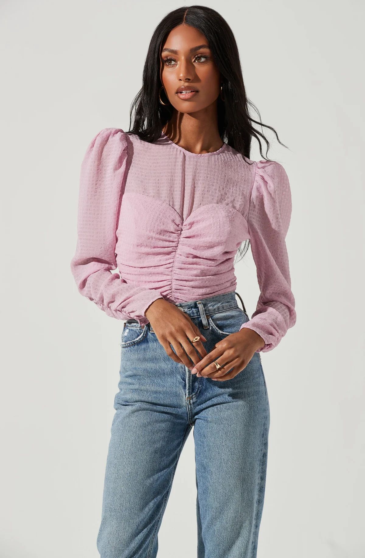 Dalma Ruched Puff Sleeve Top | ASTR The Label (US)