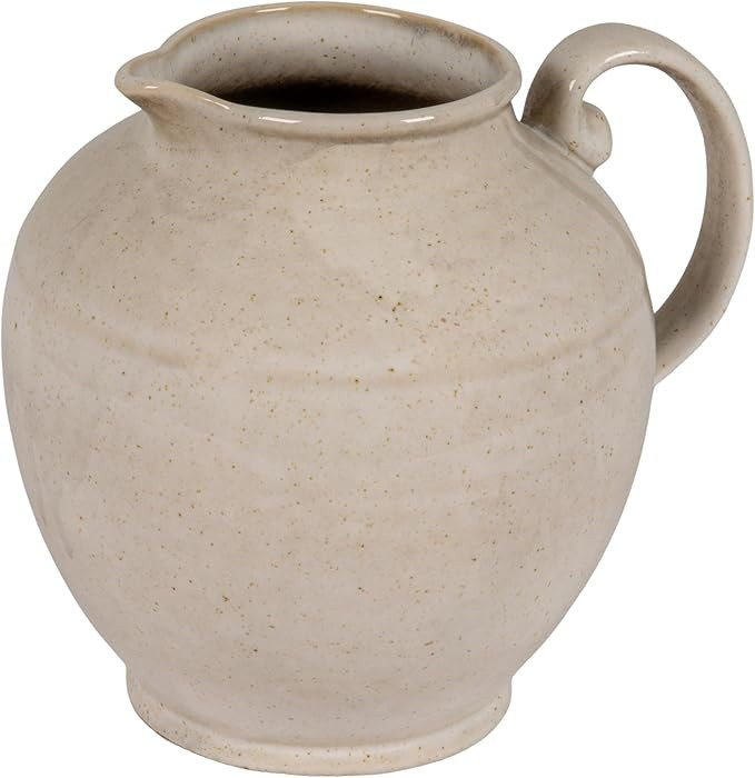 Creative Co-Op Stoneware Pitcher with Reactive Glaze, Cream | Amazon (US)