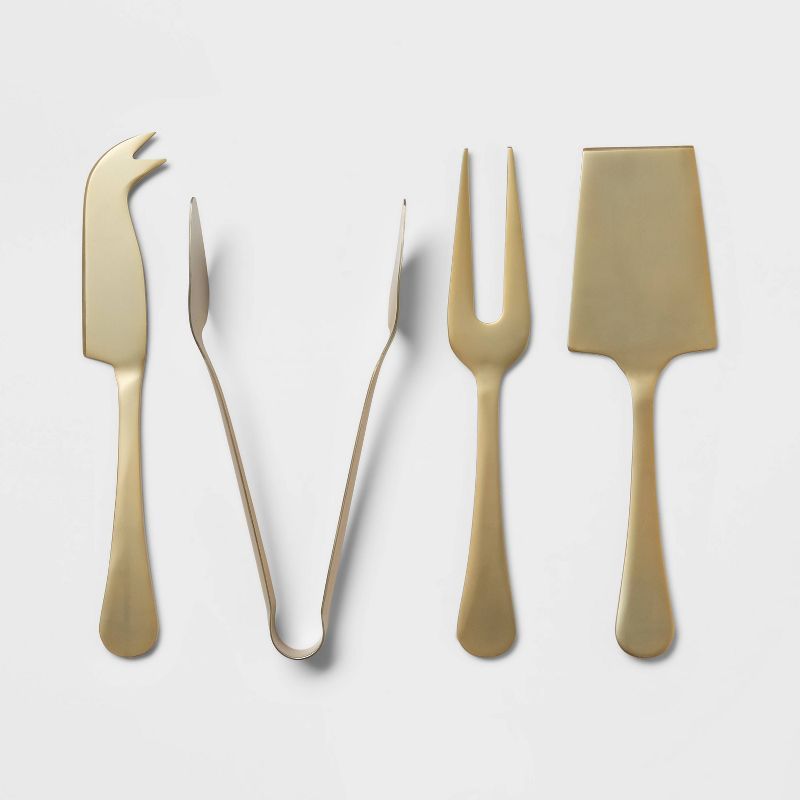 4pc Stainless Steel Cheese Serving Set Gold - Threshold&#8482; | Target