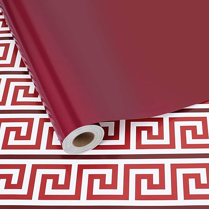 BIOBROWN Reversible Geometric Wrapping Paper, 17 Inch x 33 Feet (47 sq.ft) Greek Key Pattern and ... | Amazon (US)
