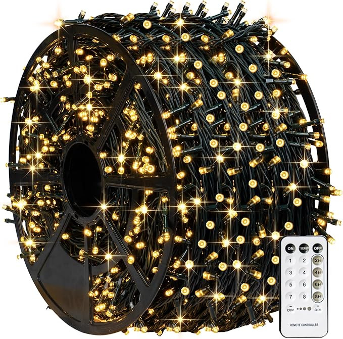 TW SHINE Christmas Lights, 1000 LED 328FT Christmas Tree Lights Plug in with 8 Modes, Remote Wate... | Amazon (US)
