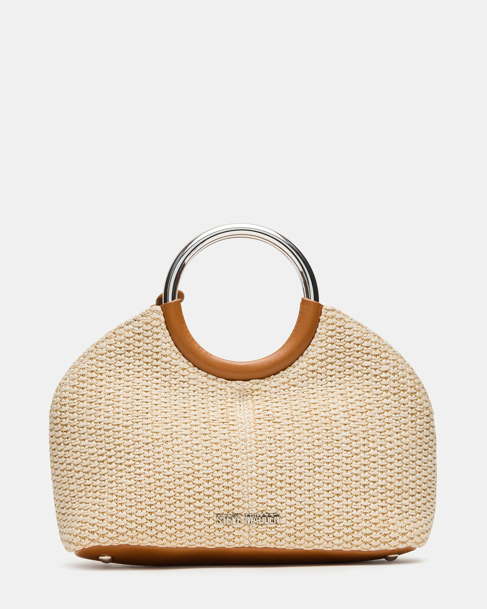 GEENA Straw Bag Light Natural Ring Top-Handle Crossbody Handbag | Steve Madden (US)