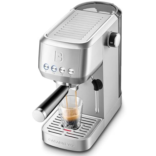 CASABREWS 3700 Essential Espresso Machine 20 Bar, Stainless Steel Cappuccino & Latte Machine with Steam Frother for Home, 1.3L Water Tank, Silver | Amazon (UK)