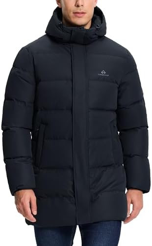 Pioneer Camp Men's Long Winter Coat Parka Hooded Down Jacket Full Zip Up Windproof Jacket Warm Th... | Amazon (US)