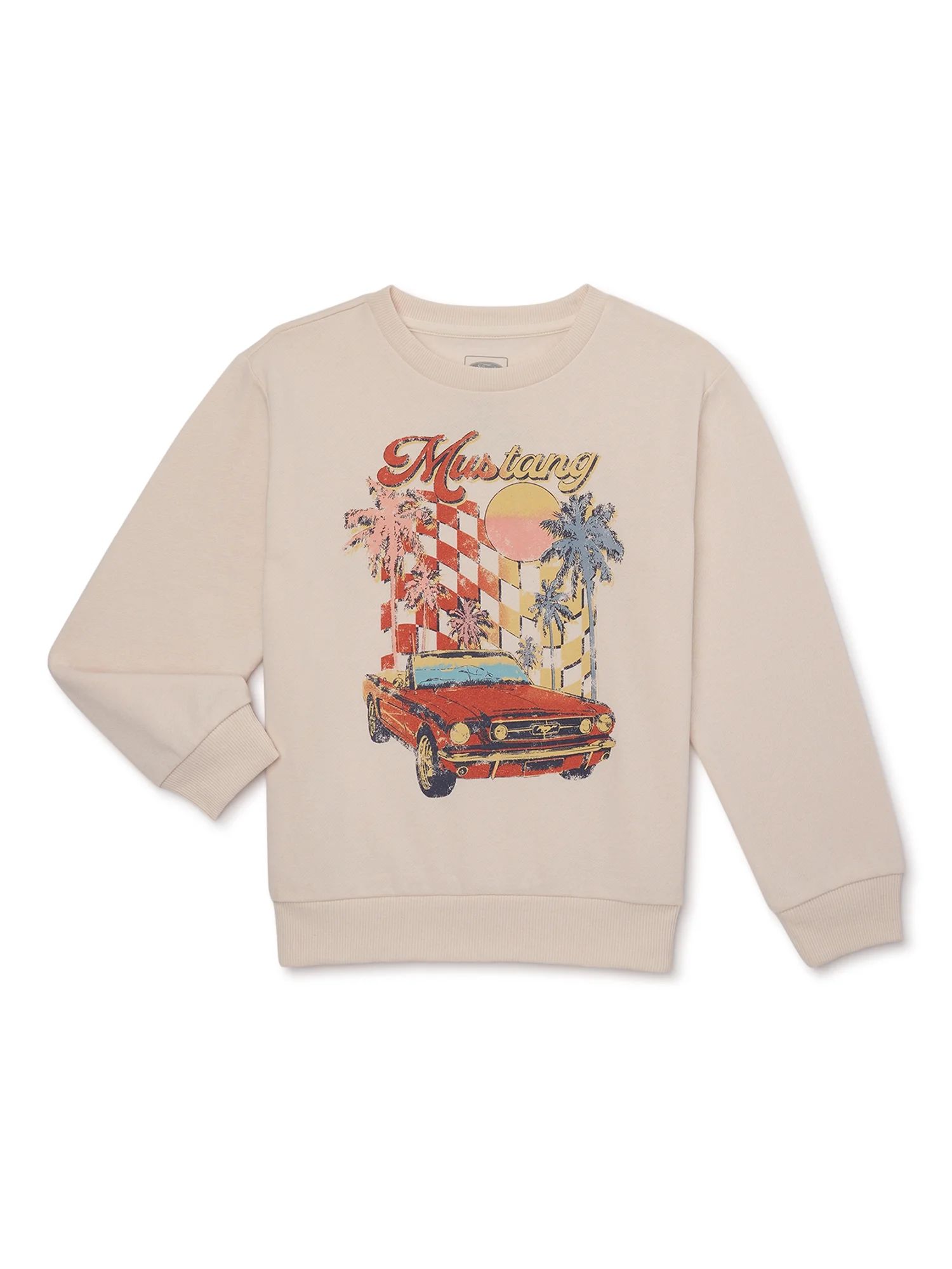 Ford Mustang Girls Sunset Graphic Crew Neck Sweatshirt, Size 4-16 | Walmart (US)