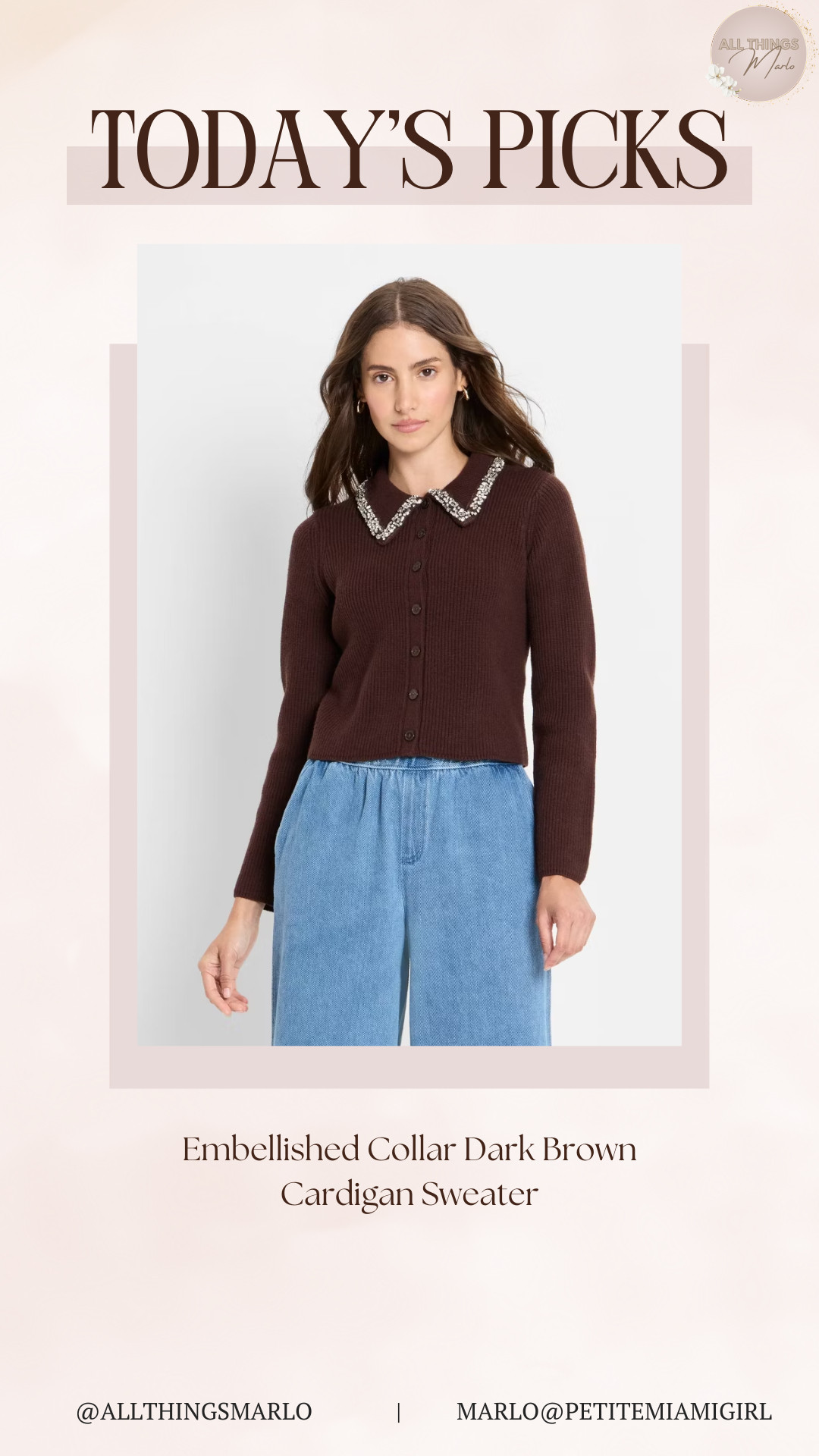 Embellished Collar Dark Brown Cardigan Sweater 

 #LTKHoliday #LTKootd #LTKSeasonal