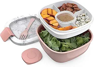 Bentgo® Stackable Lunch Container with Large 54-oz Salad Bowl, 4-Compartment Bento-Style Tray fo... | Amazon (US)