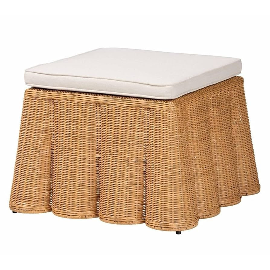 bali & pari Palm Bohemian Honey Scallop Rattan Ottoman | Amazon (US)