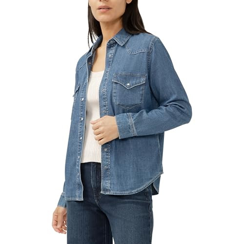 Silver Jeans Co. Women's Western Denim Shirt, Medium Wash, XS Canary | Amazon (US)