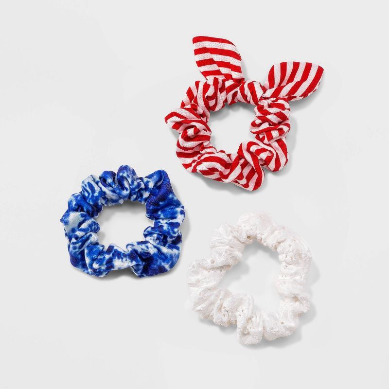 Americana Striped Tie-Dye Hair Twister with Bow Set 3pc | Target
