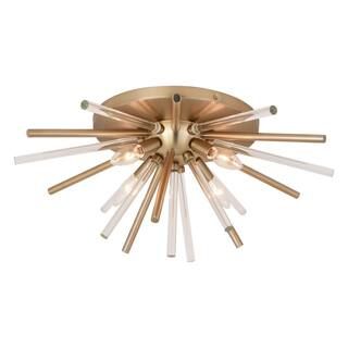 VAXCEL Aria 22.5 in. 4-Light Natural Brass Mid Century Modern Sputnik Flush Mount Ceiling Fixture wi | The Home Depot